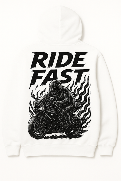 Ride Fast Custom Hoodie – White