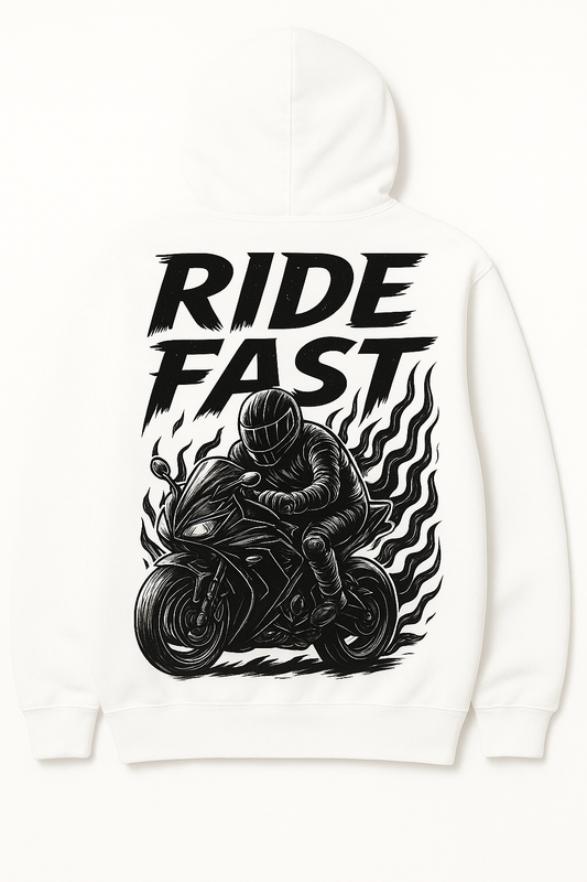 Ride Fast Custom Hoodie – White